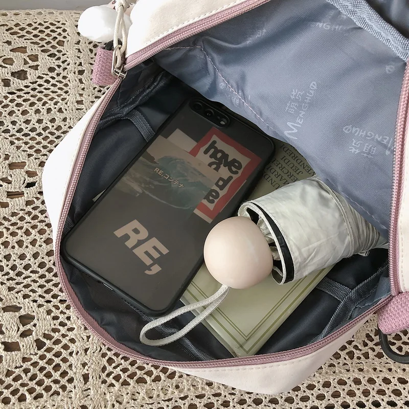 

New Lovely Multifunctional Backpack Teenage Girls Ring Buckle Portable Travel Bag Female Small Schoolbag Badge Women Backpacks