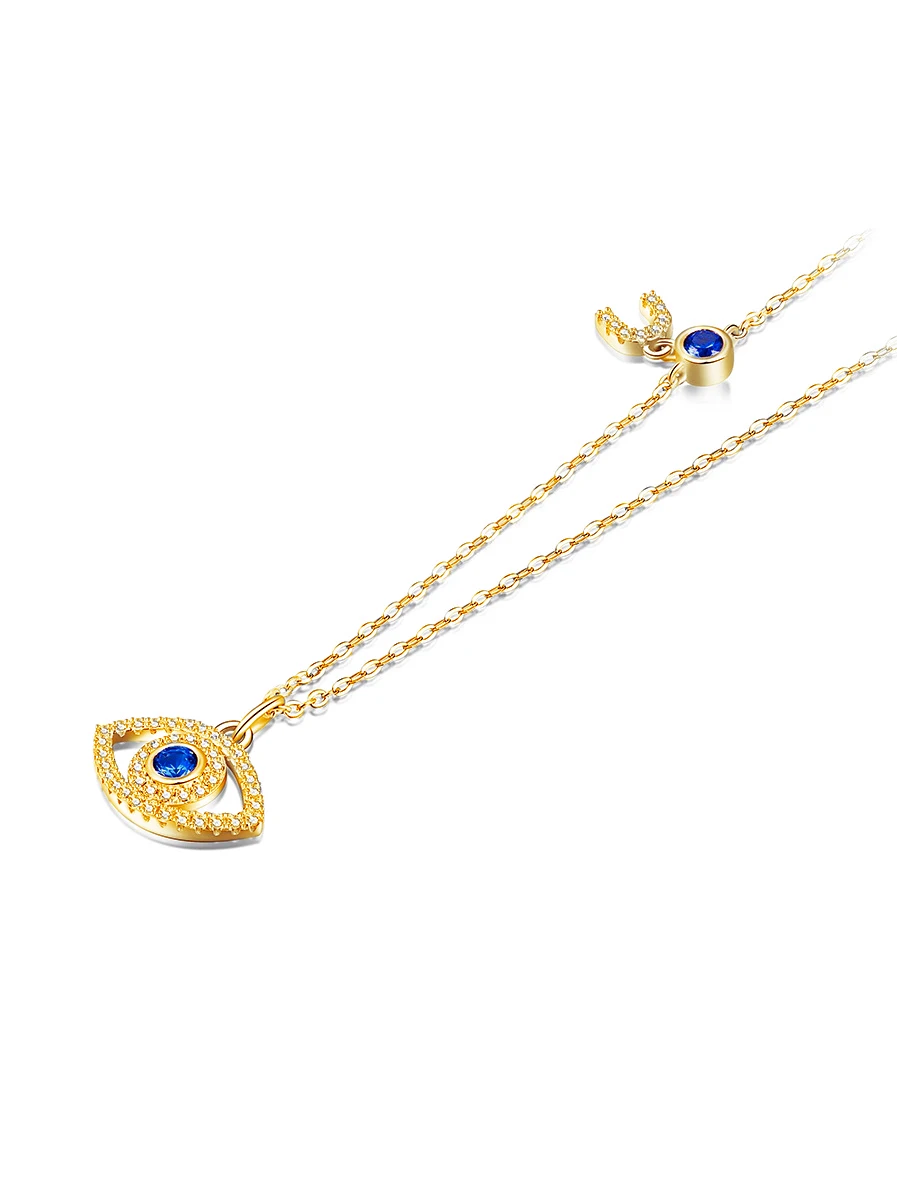 Gold Color Ожерелье от сглаза женское ожерелье из синего основного камня 925 пробы Серебряное ожерелье s& Подвески на длинной цепи турецкое Изготовление ювелирных изделий - Окраска металла: Gold Color