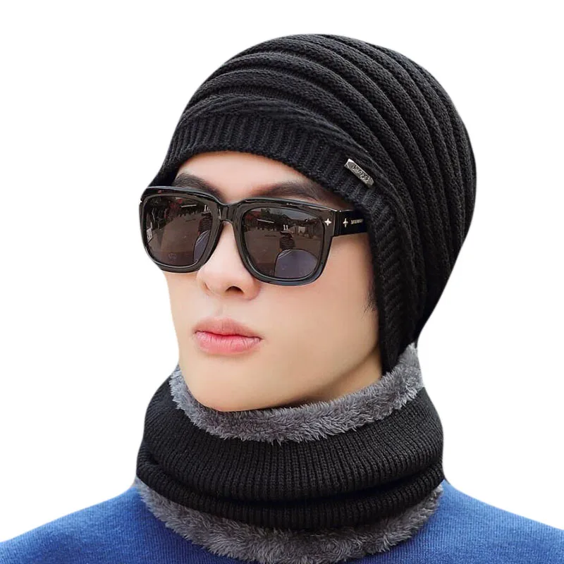 Новое поступление для взрослых унисекс полосатая теплая зимняя шапка шарф