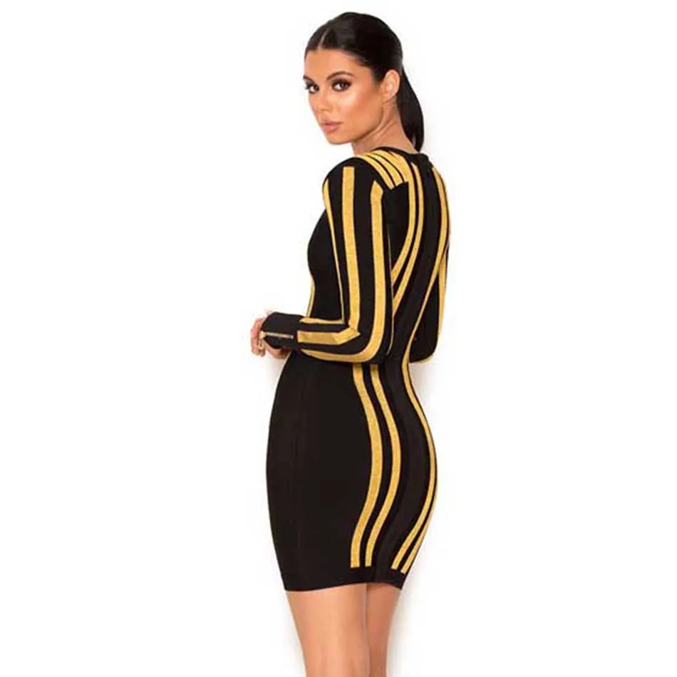 Женское подиумное платье 2021 летнее черное с круглым вырезом золотистой фольгой в