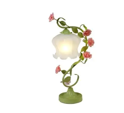 Pastoral table lamp bedroom bedside lamp creative warm and romantic princess flower table lamp