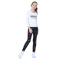 girls leggings flower printing trousers elastic skinny pants thicken tights casual pants for children winter outdoor bottoms