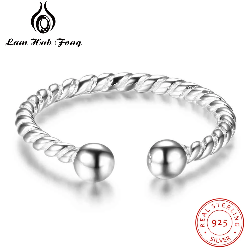 

925 Sterling Silver Stackable Finger Rings for Women Adjustable Open Ring Korean Style Wedding Engagement Jewelry (Lam Hub Fong)