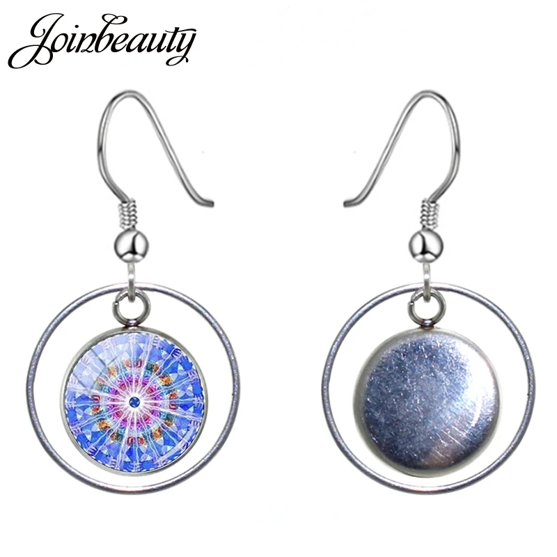 Серьги подвески JOINBEAUTY с изображением синего цветка хны для йоги вырезами