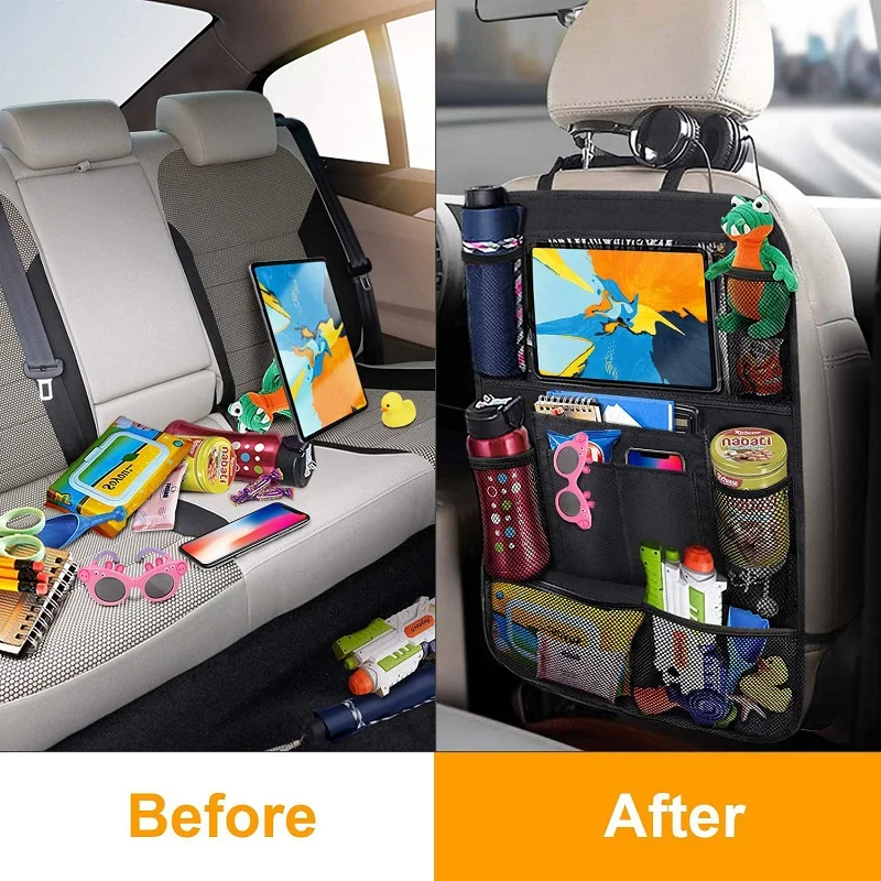 

2PC/1PC Car Back Seat Organizer Kids Car Backseat Cover Protector with Touch Screen Tablet Holder Kick Mats with Pocket for Toys