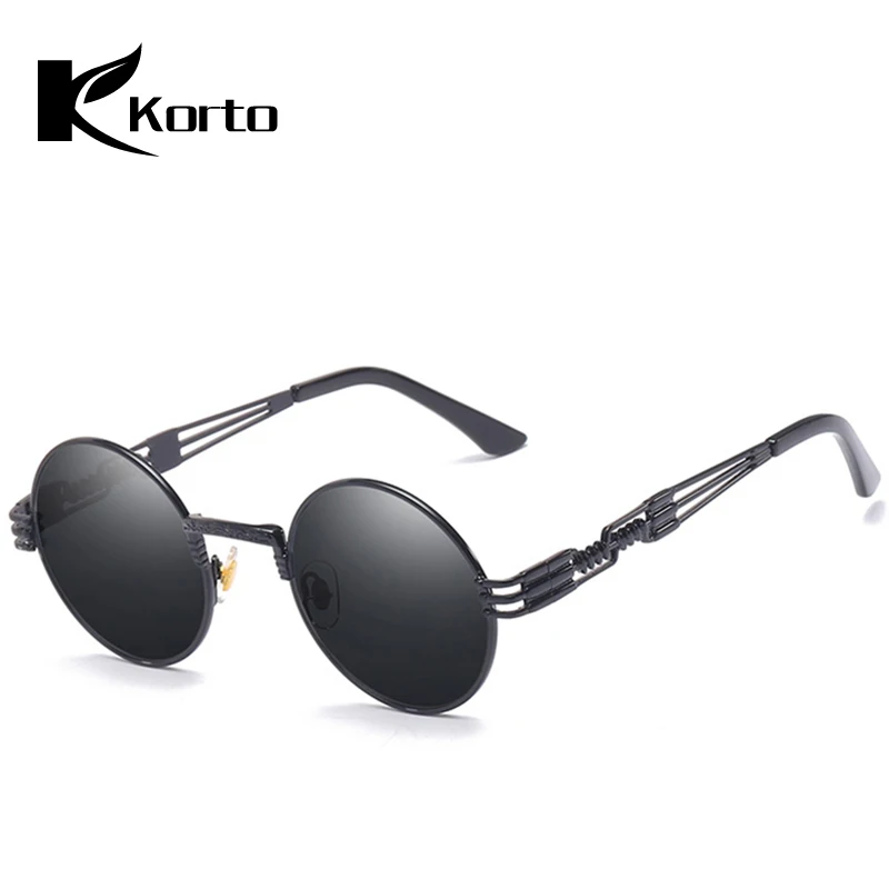 Ретро Для мужчин стимпанк Sunglassses Круглые Солнцезащитные очки для женщин леди