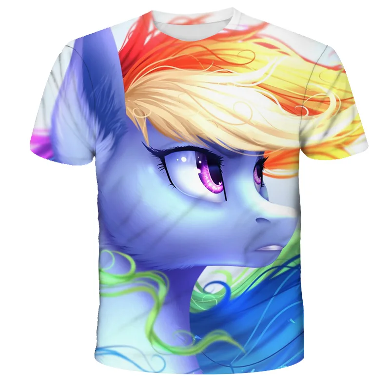 

2021 Summer 3D My Little Pony horse Childrens Boys T Shirt Baby Printed t-shirt Kids Cartoon Unicorn Tops Tee Clothes For Girls