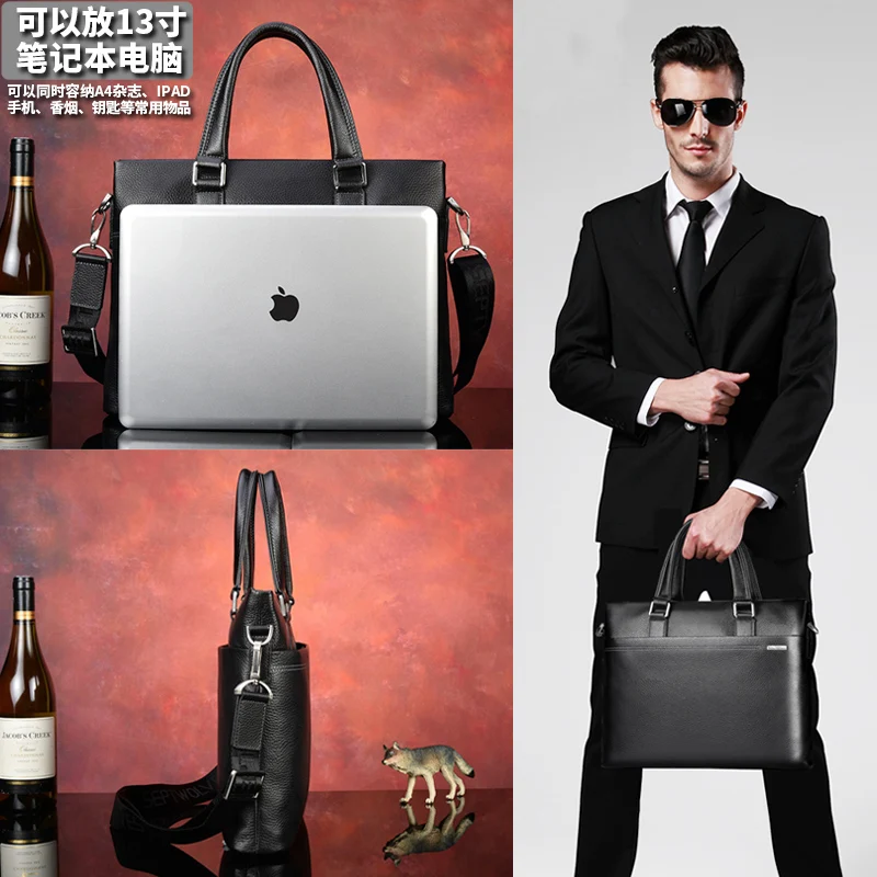 Men's Bag Business Cattle Leather Bag Shoulder Bag Messenger Bag Men's Handbag Genuine Leather Men's Briefcase Backpack