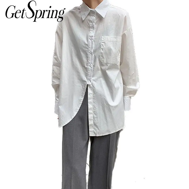 Getspring женская рубашка с длинным рукавом хлопковые белые женские блузки рубашки