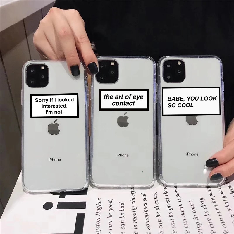Прозрачный чехол с надписью The Art Of Eye Contact для телефона iPhone 11 12 Mini Pro MAX 7S 8 6s Plus XS X XR