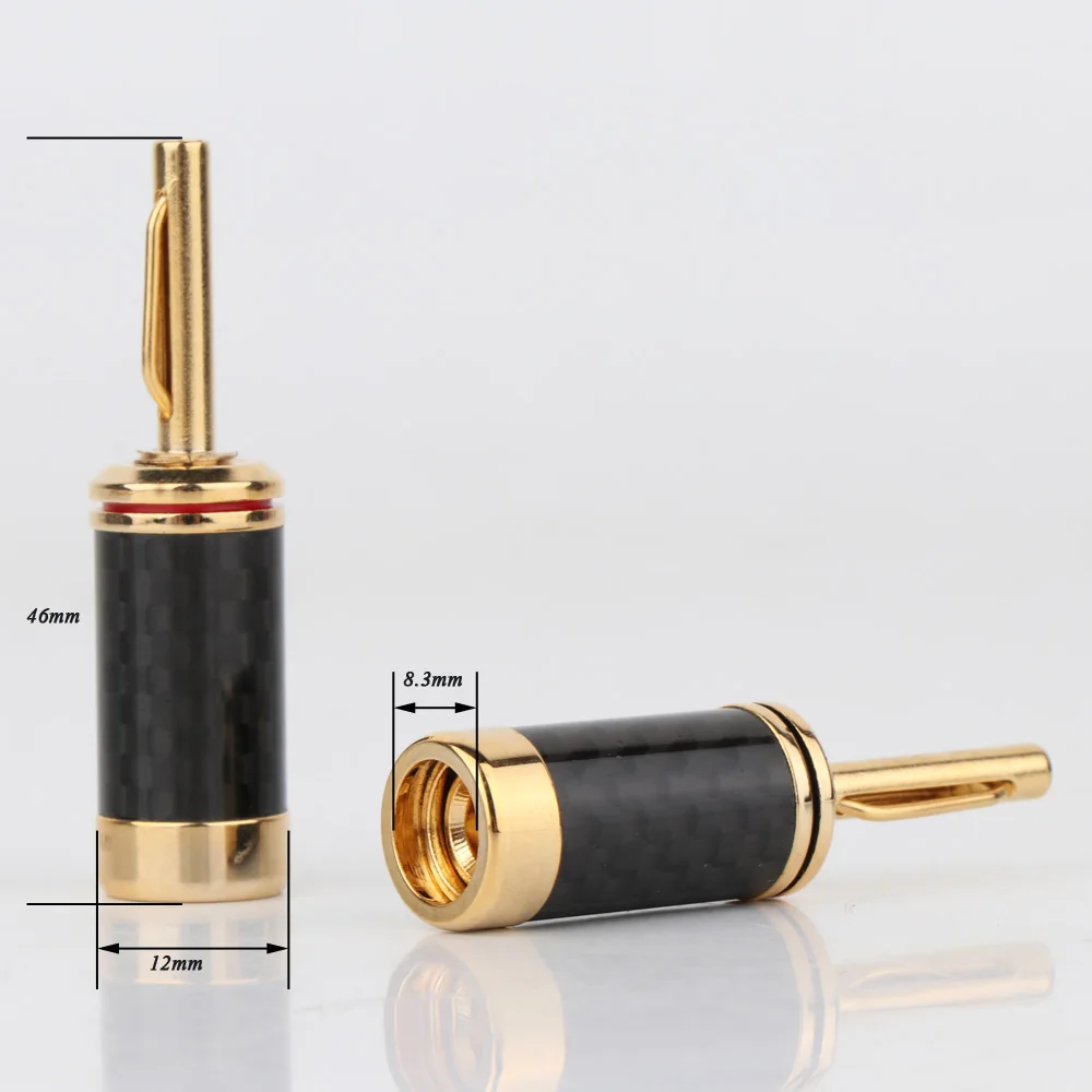 4 шт 24K позолоченный кабель динамика из углеродного волокна Разъем разъема типа