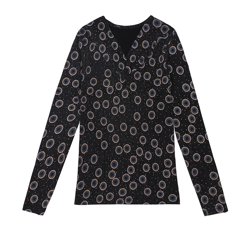 

Long Sleeve V-neck Women Blouses Fashion Print Korean Lace Blouse Women Shirts Spring Autumn Plus Size Women Tops Camisas Mujer