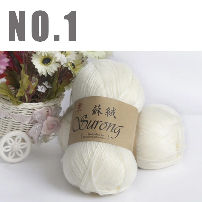 NO1 Milk white yarn 1 кг, шелковая хлопковая пряжа для вязания крючком, рукоделие, Толстая шерстяная пряжа для вязания, ручная вязка, шарф, свитер - Цвет: NO1 Milk white yarn