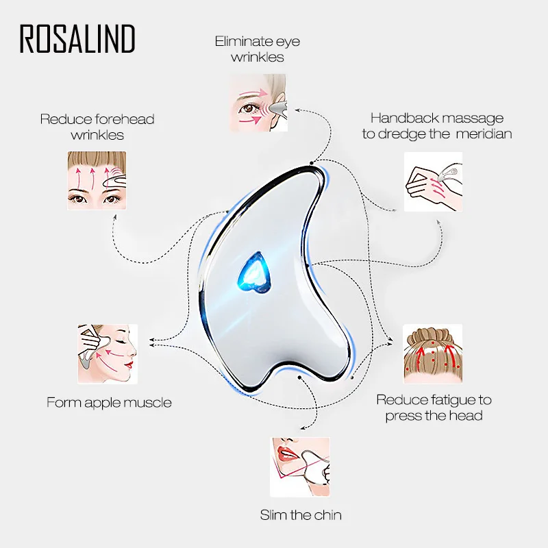 ROSALIND Facial Massage Guasha Electirc Neck Face Lifting Device USB Rechargeable Body Slimming Tighten Scraping Tools Machine | Красота и
