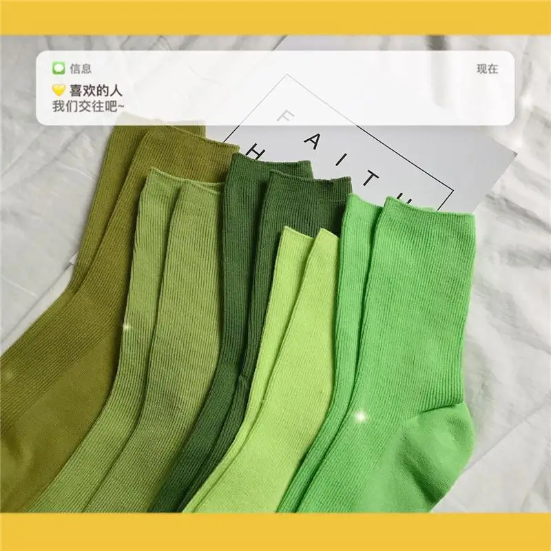 

Pure Color Ladies Stockings Simple Fashionable All-Match Autumn Breathable Pure Cotton Elastic Skin-Friendly Warmth Sports New