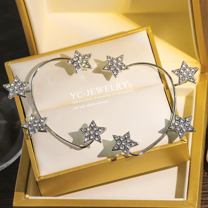 

Sparkling Zircon Star Ear Clip Earrings for Women Gold Silver Plated Crystal Non Piercing Ear Cuff Ear-hook Wedding Jewelry Gift