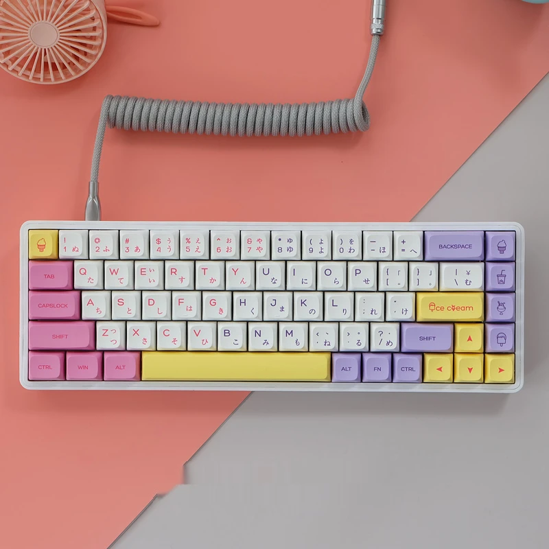 

Ice Cream Theme Custom Personalized Keycaps Qx1 Height Pbt Sublimation Small Full Set of Adaptive Mechanical Keyboard Keycaps