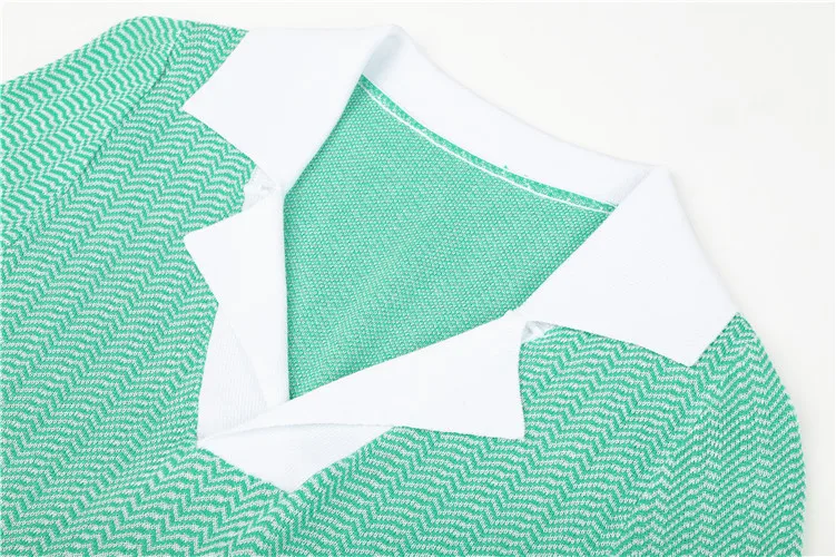 

Green Knit Top Women T Shirt 2020 Summer Turn Down Collar Short Sleeve Pullover Tshirt Fashion Thin Knitted Vintage Tee Tops