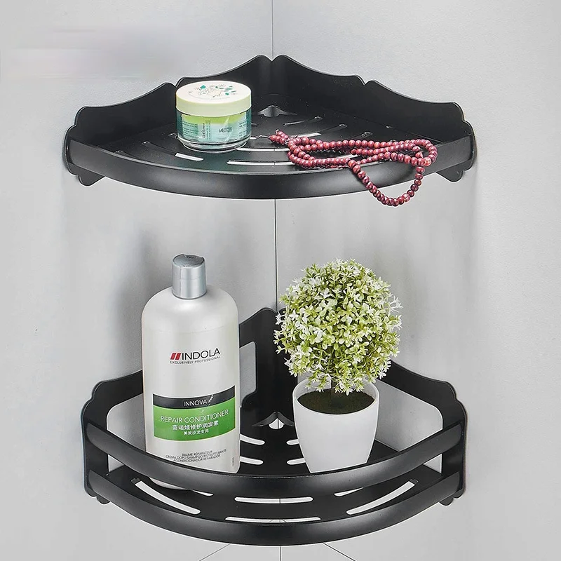 

Bathroom Shelf Wall Shelves Shelf Aluminum Black Bathroom Corner Shelf Wall Mounted Black Aluminum Kitchen Storage Holder