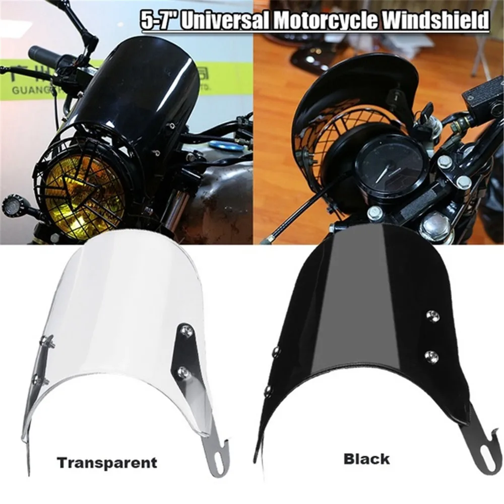 5-7 inch Motorcycle Windshield Windscreen Visor For Honda Yamaha XJR 1300 for Suzuki GSX 1400 Wind Deflectors | Автомобили и