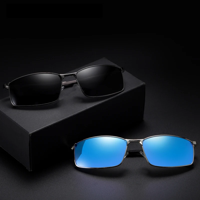 

New Arrival Men Yellow/Blue Rectangular Lenses Inside Half Frame Cool Sunglasses High Quality Sun Eyeglass