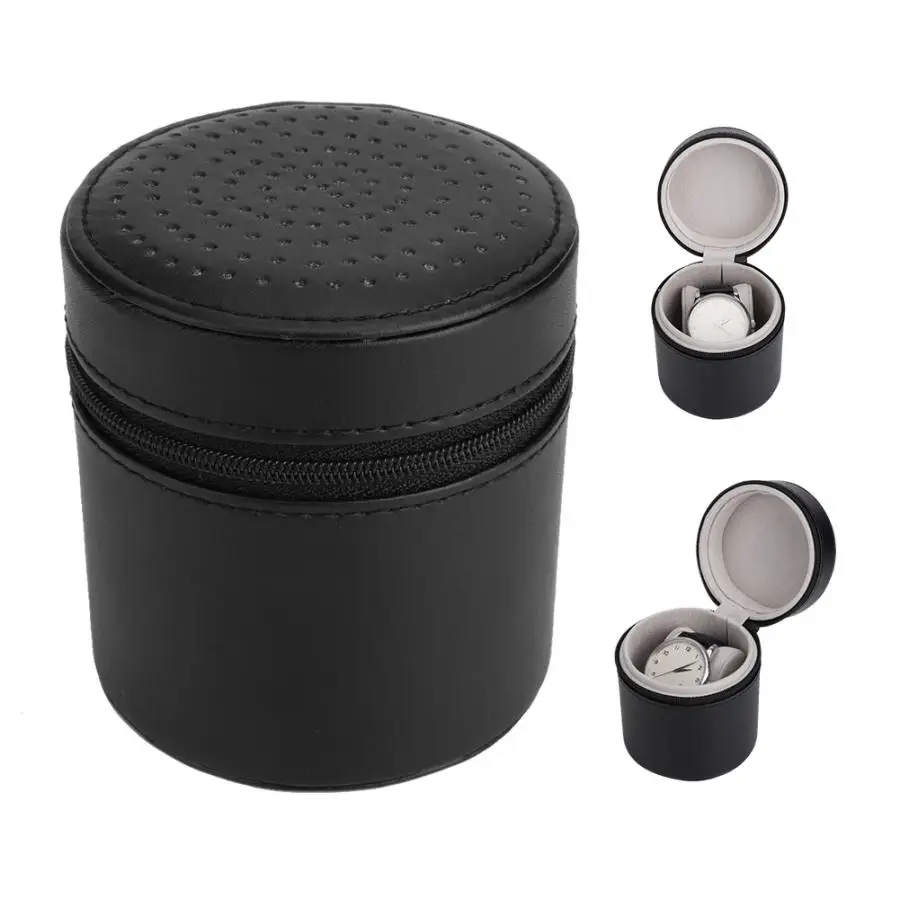 Portable PU Leather Round Single Grid Watch Storage Box Container Wristwatch Organizer Case Holder Display | Наручные часы