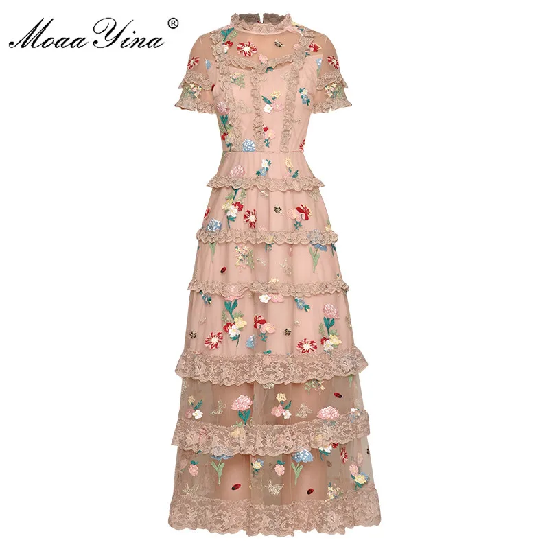 Moaa Yina модное дизайнерское платье для женщин элегантное с цветочным принтом и
