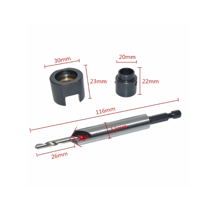 

Woodworking Countersink Drill Bits Depth Stop Adjustable Collar Hex Shank Wrench