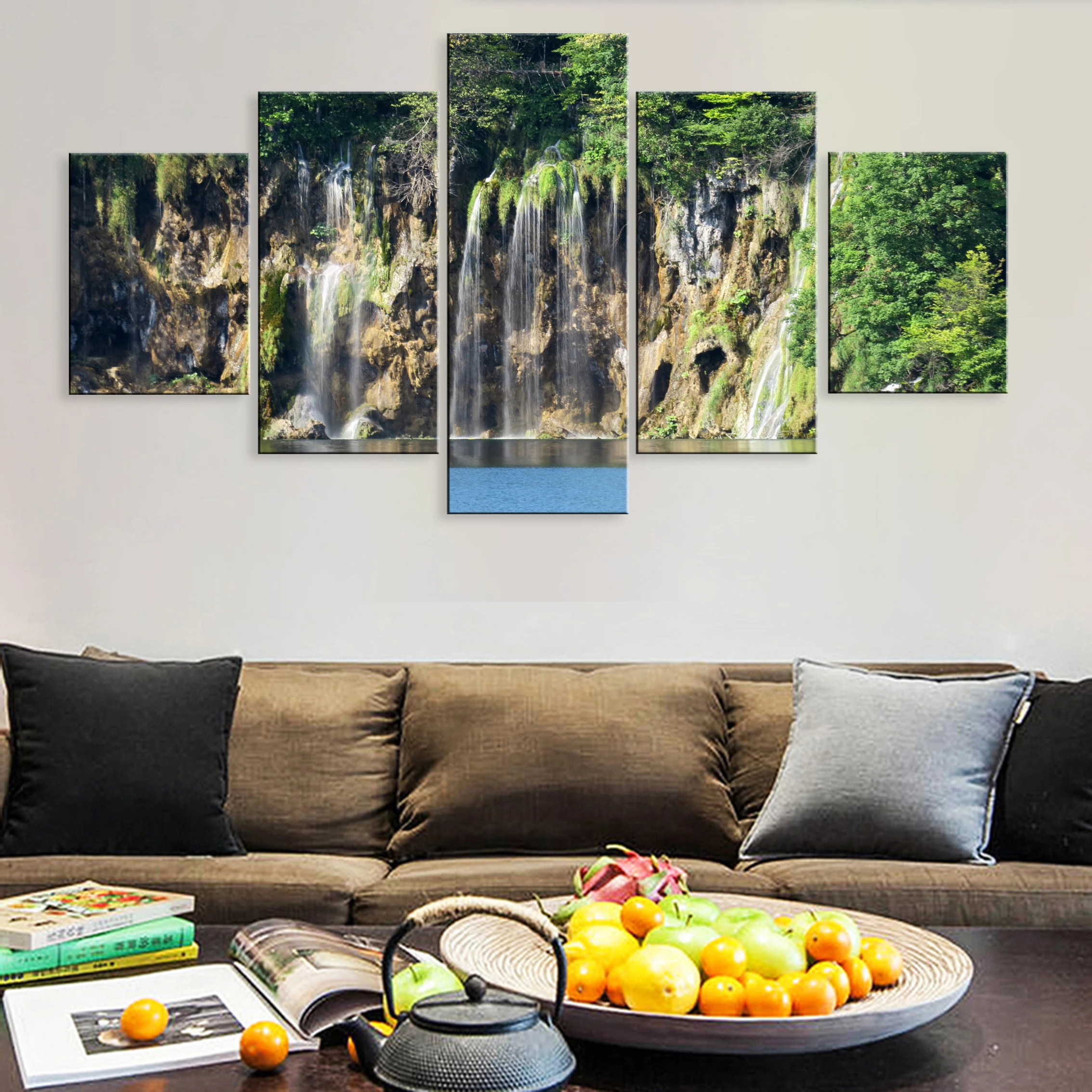 

Hd 5 Pieces Artwork Poster Canvas Home Decor Landscape Beautiful Scenery Lake Forest Plitvice Lakes National Park
