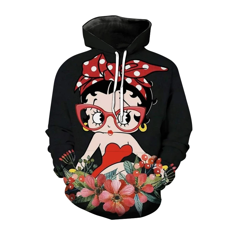 

New Betty Doll Hoodie Anime Cartoon Sexy Girl 3D Printed Sweatshirt Men Ladies Fashion Super Dalian Hat Harajuku Street Casual C