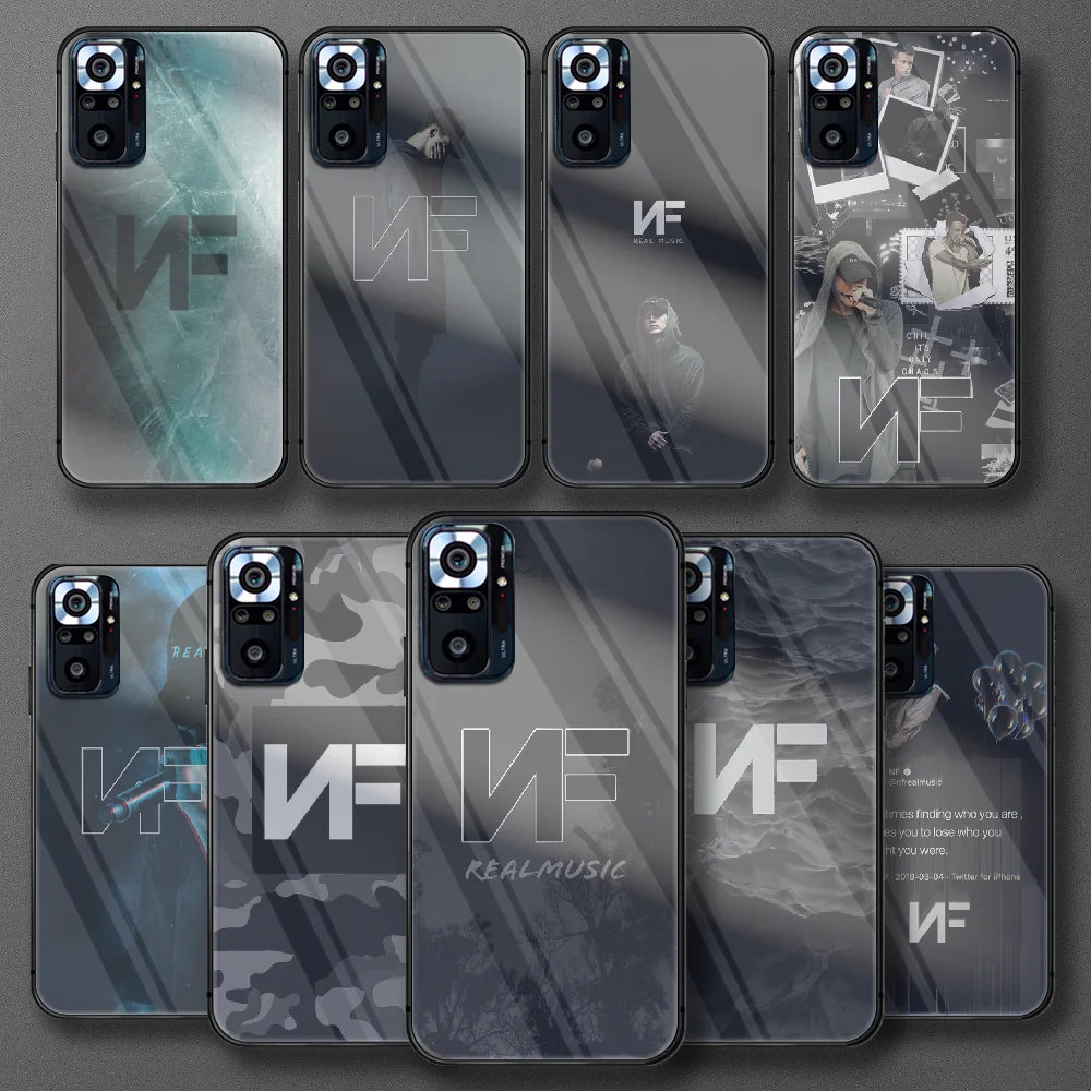 

Rapper NF Tempered Glass Phone Case For Xiaomi Redmi Note 7 8 9 10 A C T S Pro K40 Cover Cell Tpu Shell Funda Soft Hoesjes