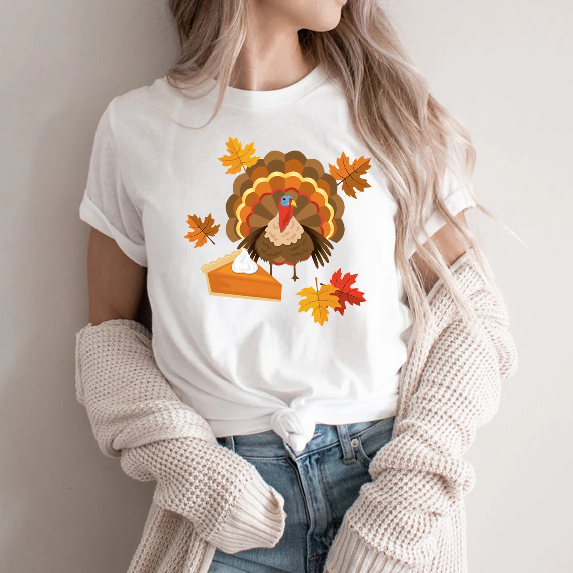 

Футболка женская с графическим принтом, милая рубашка с рисунком на день индейки и благодарения, уличная одежда, Топ