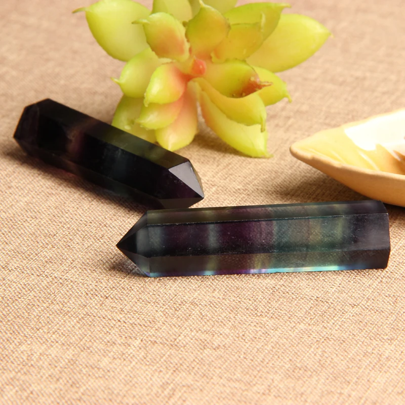 

1pc Natural Crystal Column Fluorite Quartz Point Decoration Hexagon Column Home Decoration Healing Stone Energy Ore Mineral