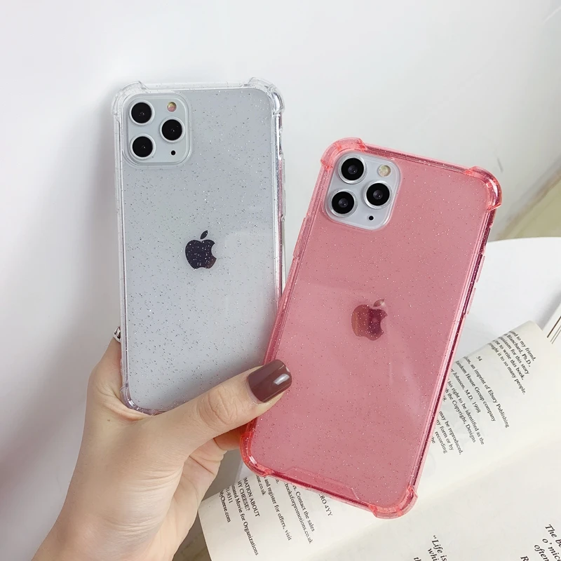 Противоударный Блестящий Прозрачный мягкий силиконовый чехол из ТПУ для