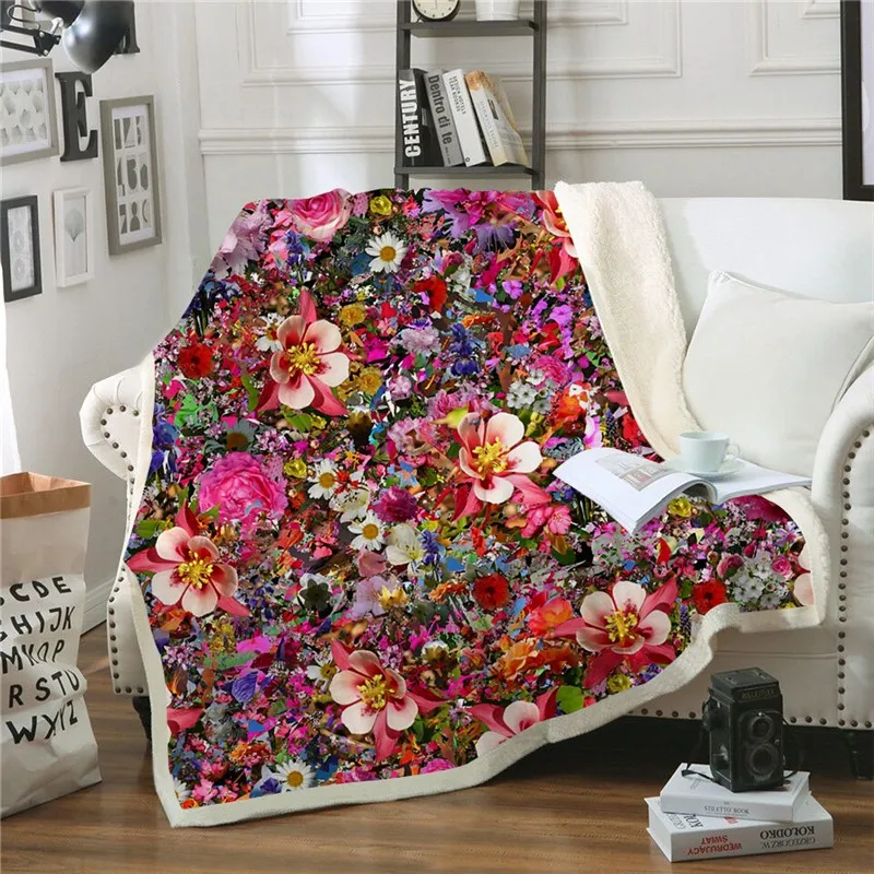 

Flower Fashion Quilts 3D Printing Plush Blanket for Adult Cover Casual Sofa Fleece Throw Blanket Home Office Bed Throw Blanket