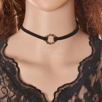 new fashion personality leather gothic sexy punk black 10mm flat faux suede cord charm 13 choker necklace