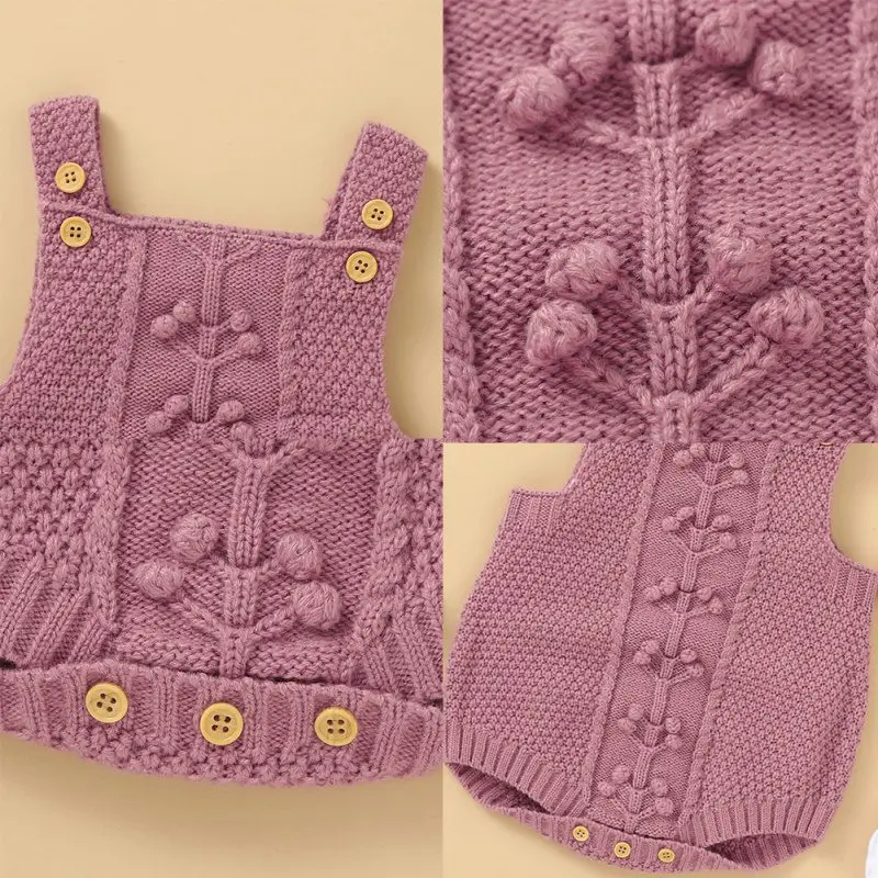 

Newst Autumn Infant Clothes Baby Girls Sleeveless Knitted Floral Solid Print Jumpsuits Kids Boys Bodysuit Jumpsuit