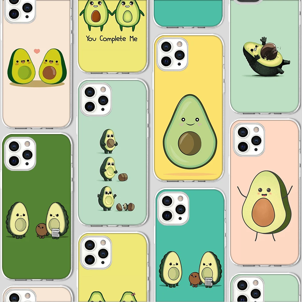 

ciciber Funda Case for Iphone 13 Case for IPhone 12 13 11 Pro XR 7 X XS MAX 8 6 6S Plus 5S SE 2020 Silicone Cartoon Avocado Cute