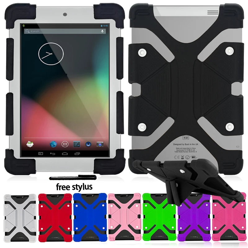 

Tablet Case for 10" Argos Bush/Alba Tablet Scratch Resistant Shockproof Soft Silicone Stand Cover + Pen