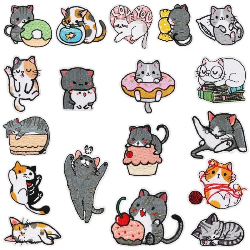 

Cartoon Cute kittep Series Ironing Embroidered Patche For child Clothes Hat Jeans Sticker Sew T-shirt Applique DIY Badge decor