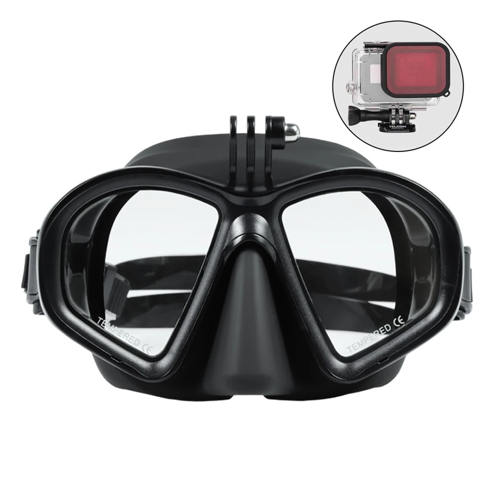 

MIMY Top Quality Silicone Black Freediving Mask with Camera Holder for Scuba Diving