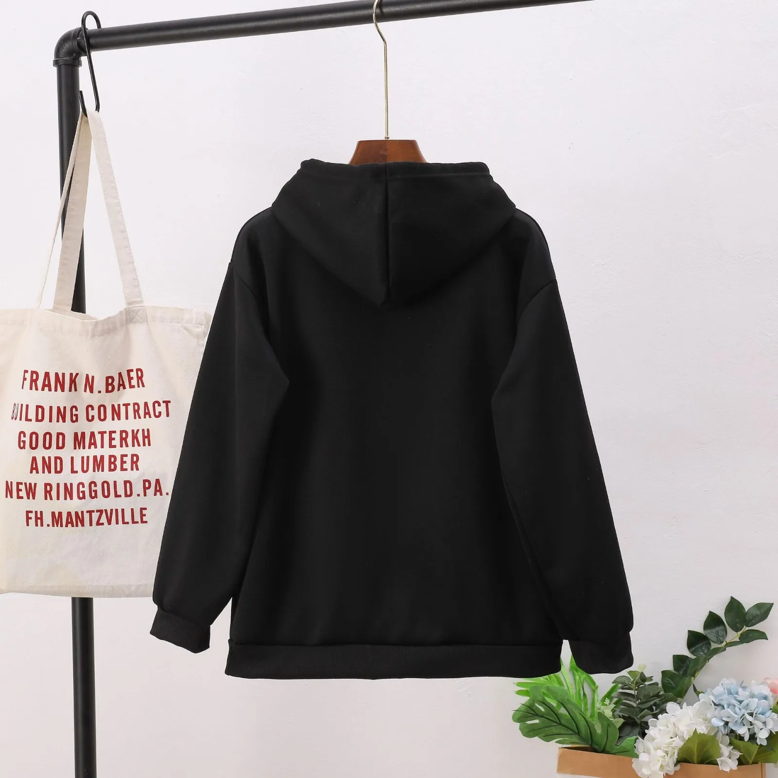 Толстовка женская с капюшоном Свободный Повседневный Однотонный пуловер