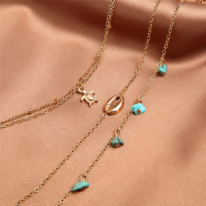 

2021 Women New Shell Turquoise Tortoise Anklet Jewelry Gifts