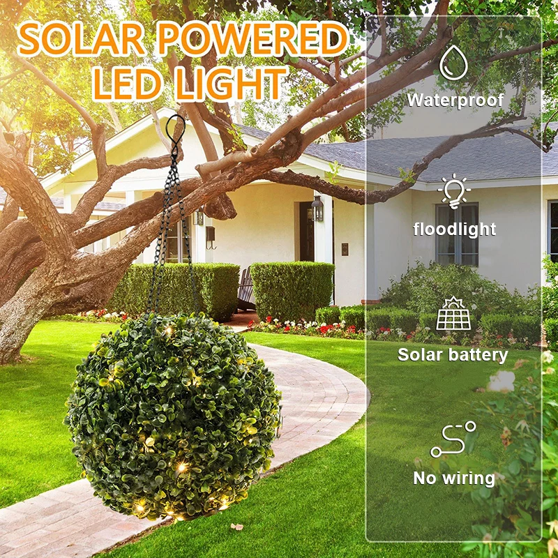 

Economical Solar Simulation Grass Ball Light Led Plastic Ball Hanging Light For Home Courtyard Decoration ds99