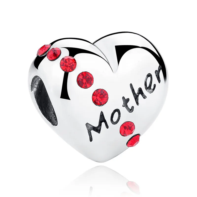Fit Pandora браслет 925 серебро подарок матери сердце фруктовые бусины DIY S925 Любовь Мама арбуз амулеты "Клубника"