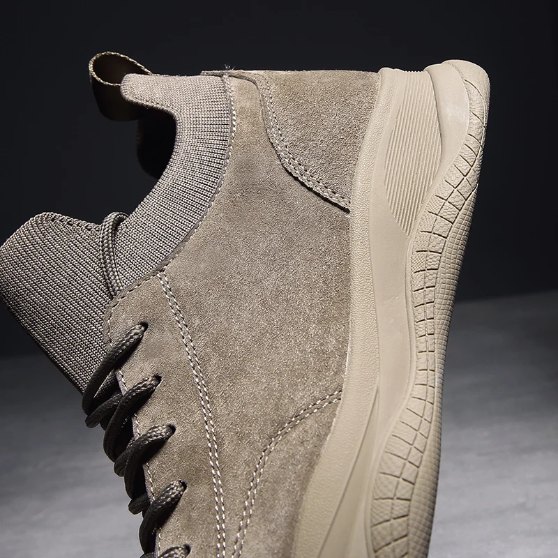 Мужские замшевые туфли на шнуровке для отдыха прогулок модные однотонные