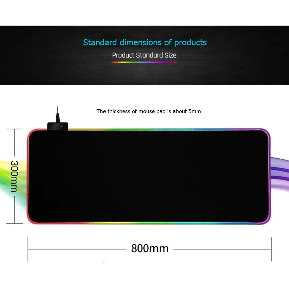 

800X300 mm Large size LED RGB Mouse Pad Rubber Lighting Gaming Mousepad Desktops Mice Mat