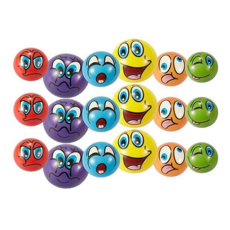 

12 Pcs 6.3cm Soft PU Cartoon Grimace Smiley Face Squeeze Balls Stress Relief Ball Toys Party Favors for Kids