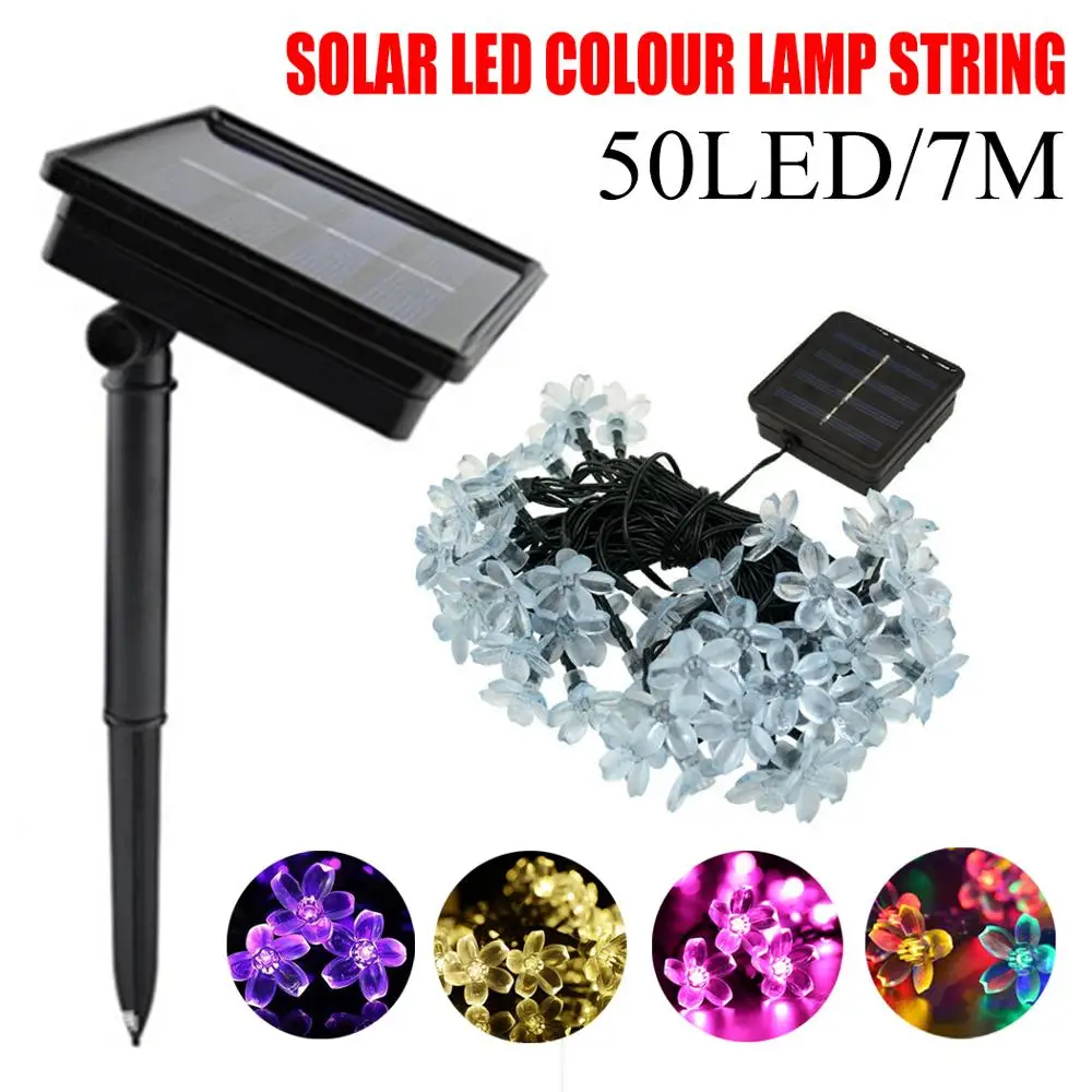 Россия сток 50 светодиодов цветок Солнечная лампа 7 м мощность светодиодная