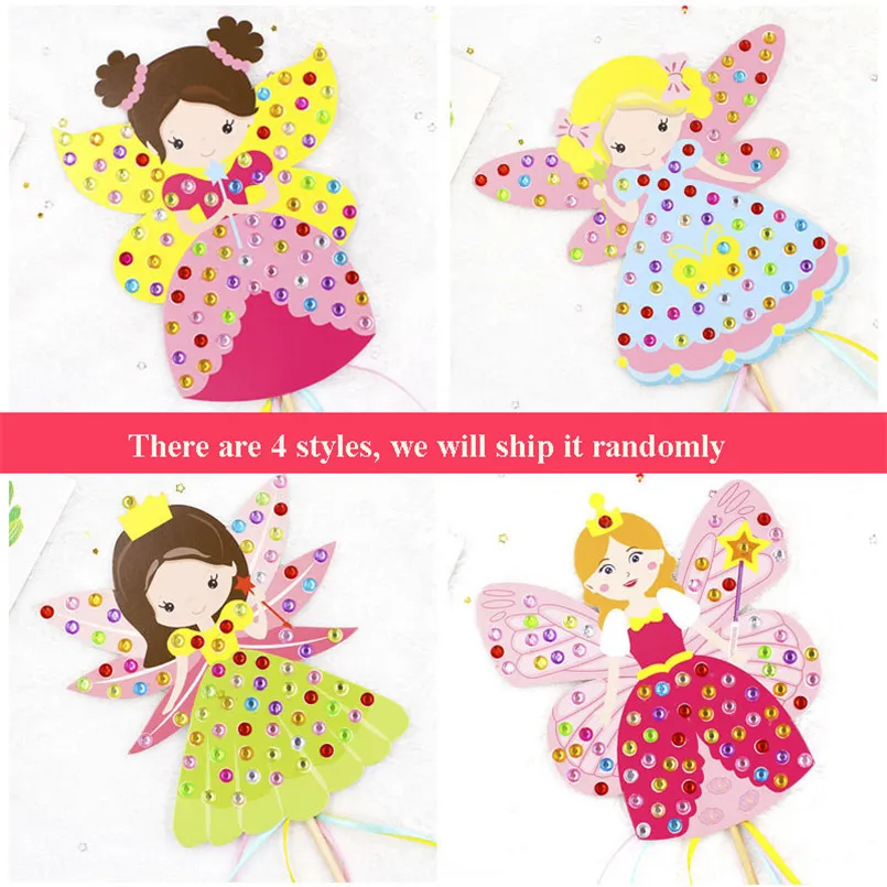 

4Pcs/set 3D DIY Colorful Princess Cane Fairy Diamond Magic Wand Girls Toys Handmade Material Package Art Crafts Kindergarten Toy